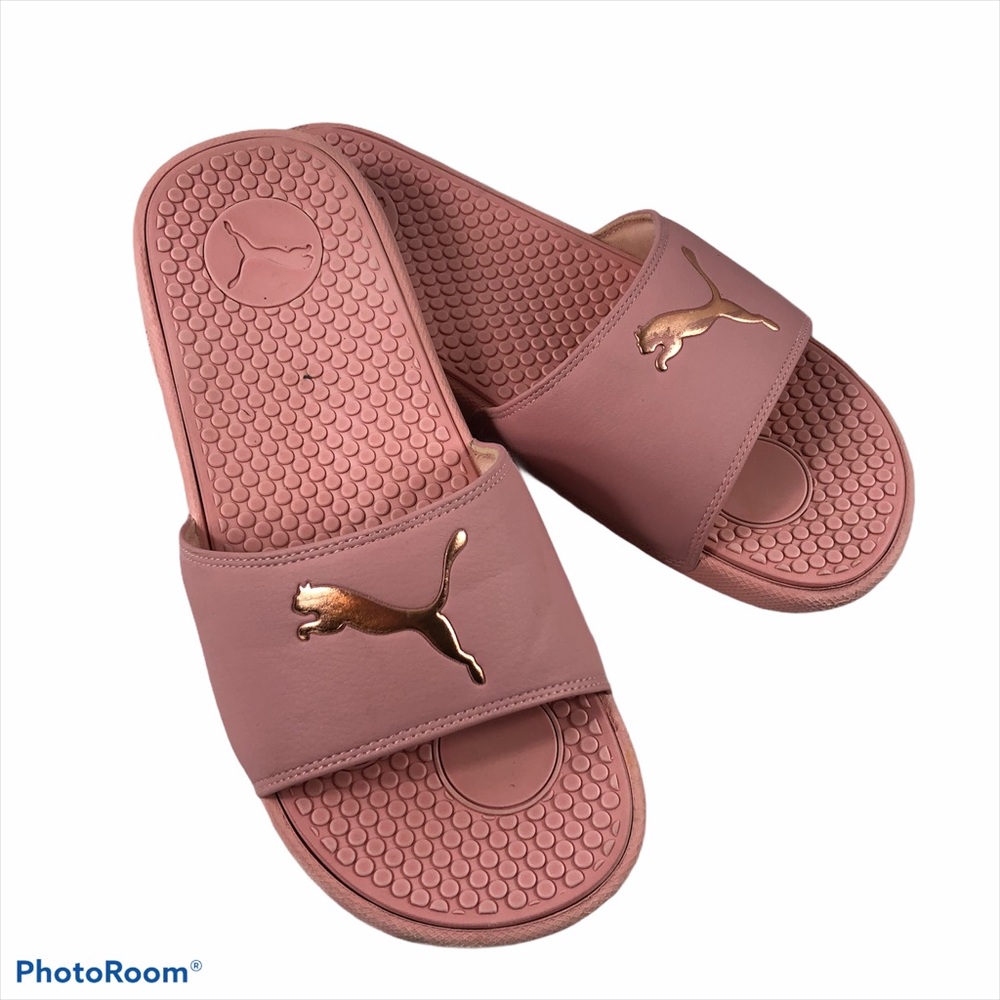 Puma Pink and Rose Gold Slides